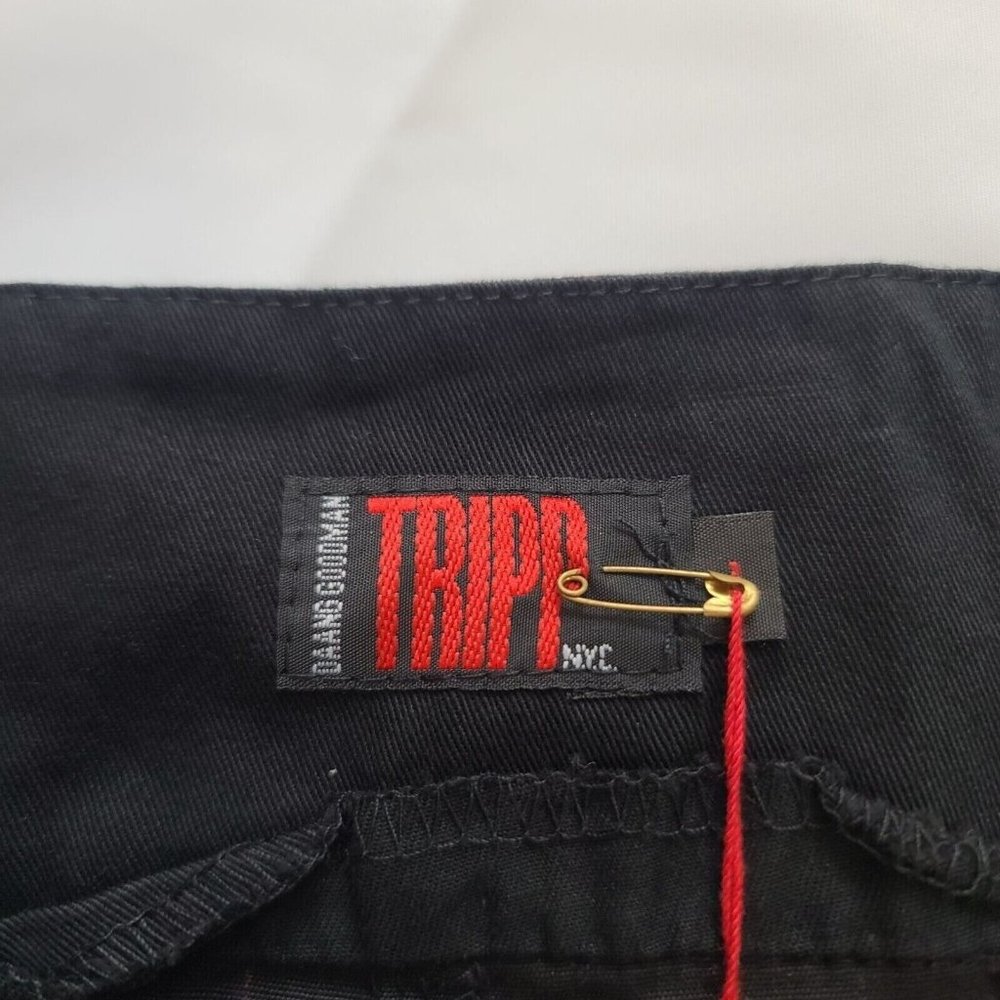Vintage Tripp NYC Plaid Pleated Mini Skirt, Womens, Black, Red Pin Stripes - Picture 6 of 8